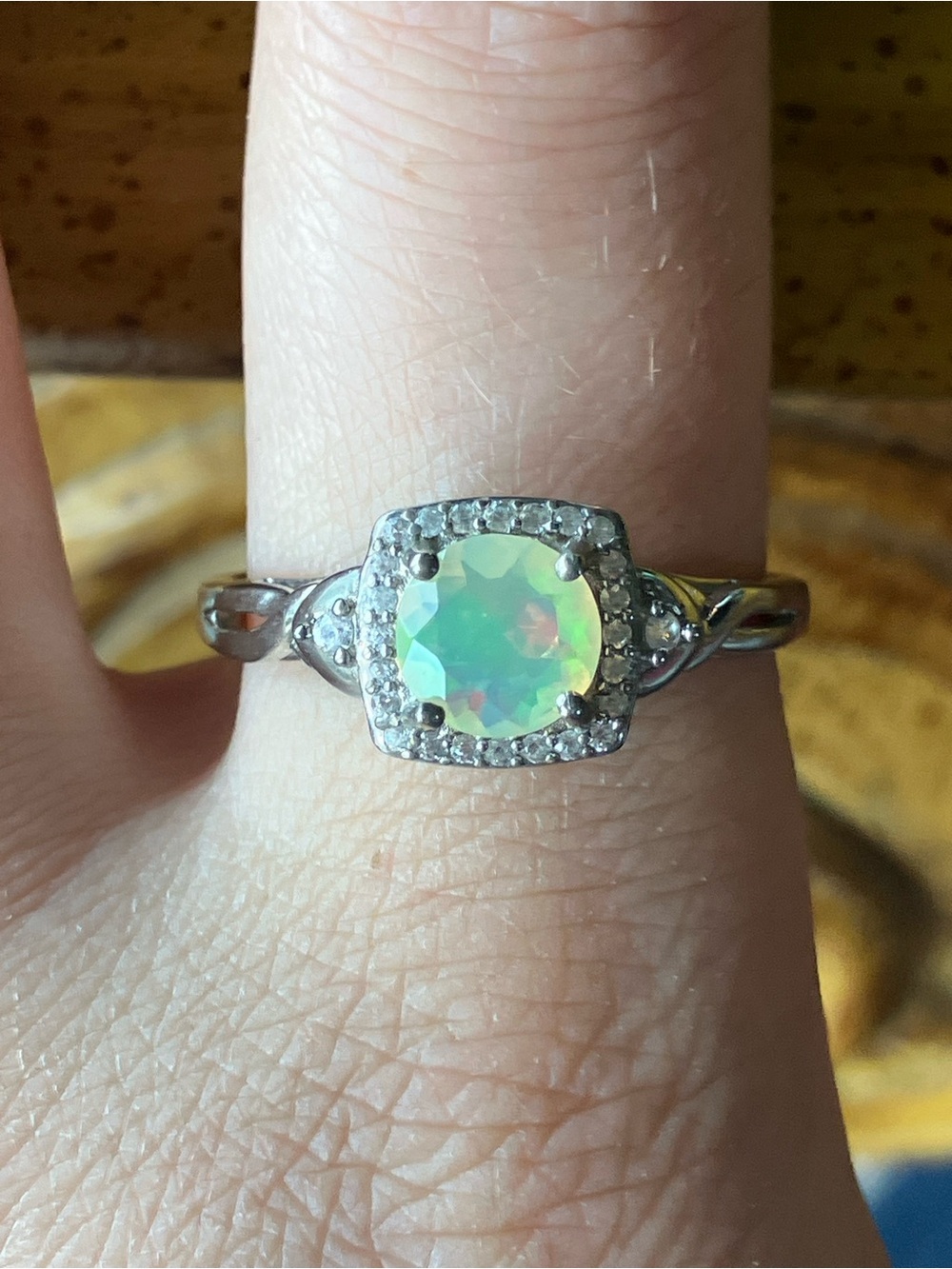 Natural Ethiopian Opal Sterling Silver Ring Size 10.5